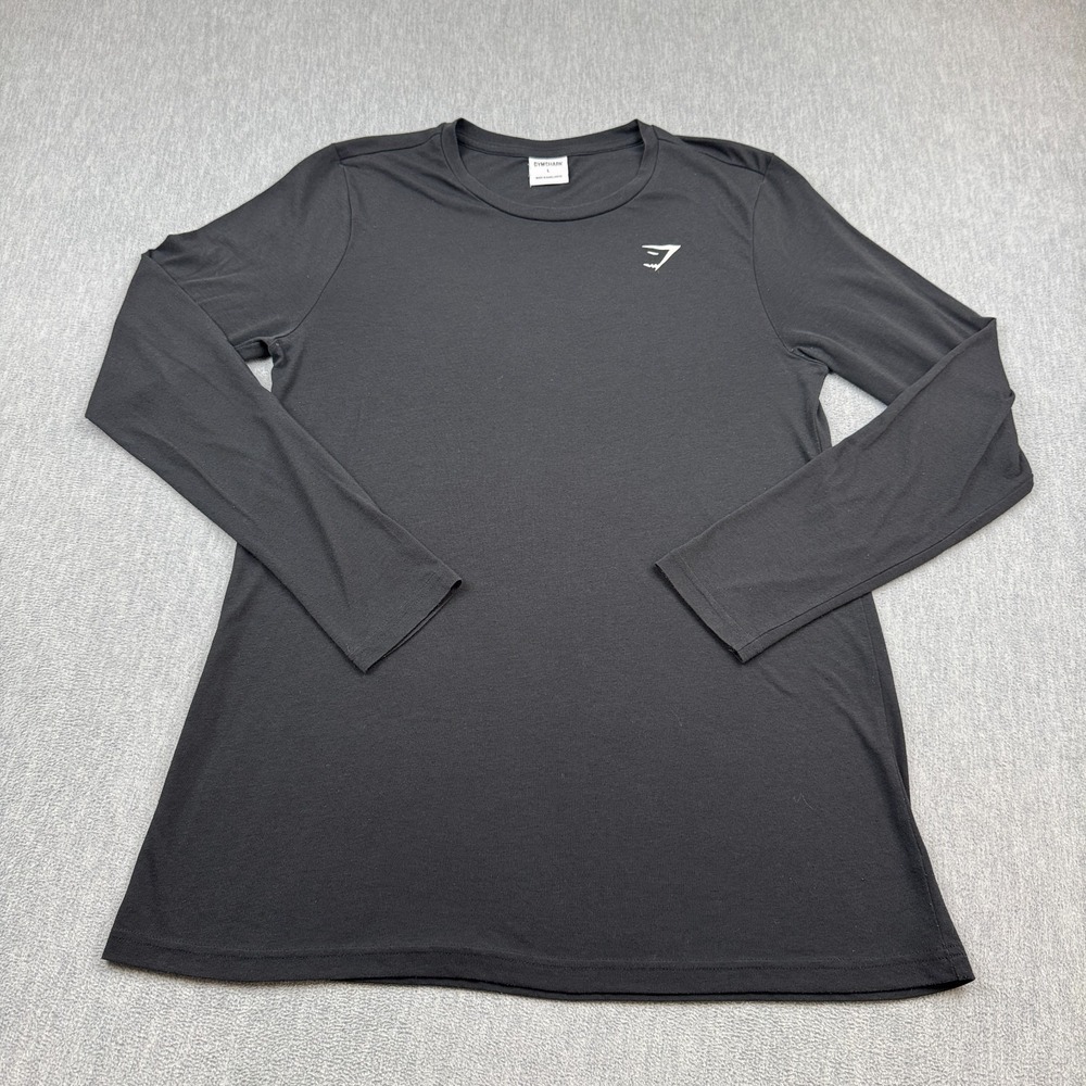 Gymshark Shirt Mens Large Black Pullover Crewneck Long Sleeve Gym Training Run‎
